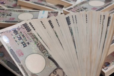 Japon yen banknotları arka planda, kapatın
