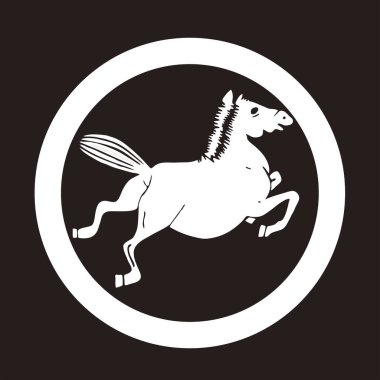 Geleneksel Japon aile arması logosu, at resmi