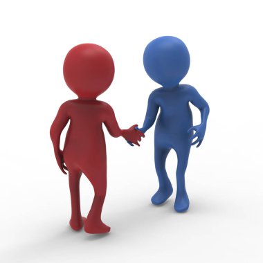 3d erkekler tokalaşırken