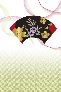 Soyut çiçek desenli Japon hayranı.