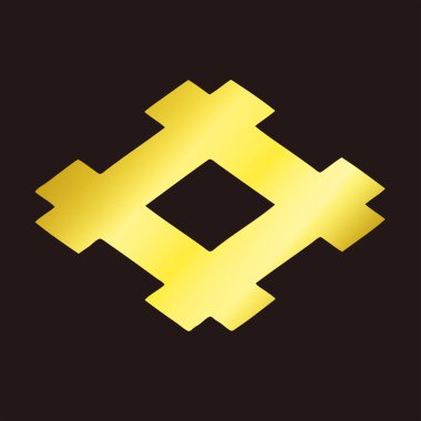 Geleneksel Japon aile arması logosu altın rengi gösteriyor