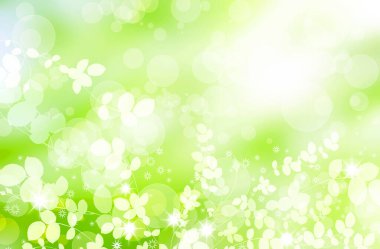 Yaprakları ve ışıkları olan soyut yeşil arkaplan