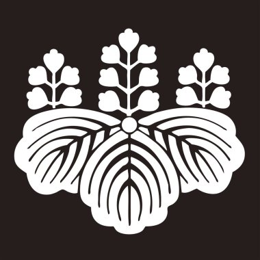 Geleneksel Japon aile arması logosu çizimi, çiçek elementleri