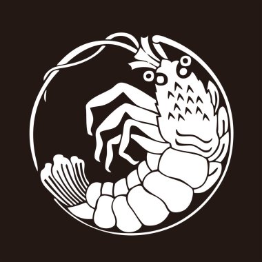 Geleneksel Japon tarzı ıstakoz, siyah ve beyaz.