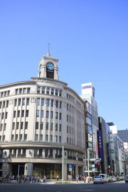 Tokyo Ginza bölgesindeki Seiko Saat Kulesi, Japonya.