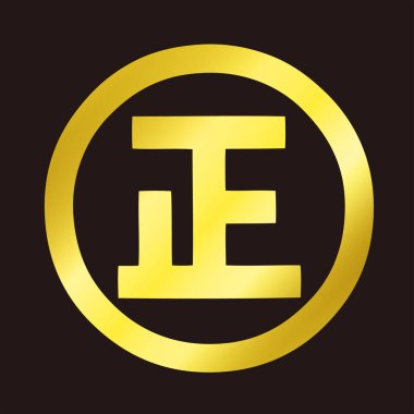 Geleneksel Japon aile arması logosu altın rengi gösteriyor