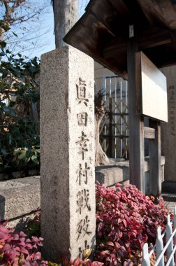 Parkta Çince sembolleri olan anıt taşının manzarası