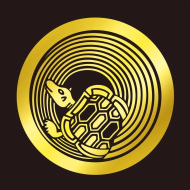 Geleneksel Japon aile arması logosu altın rengi gösteriyor