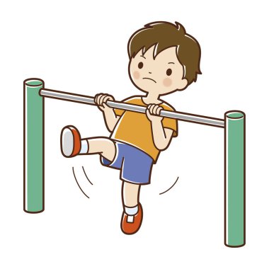 çizgi filmci çocuk egzersiz yapıyor.