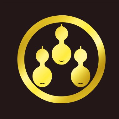Geleneksel Japon aile arması logosu altın rengi, çiçek elementleri.