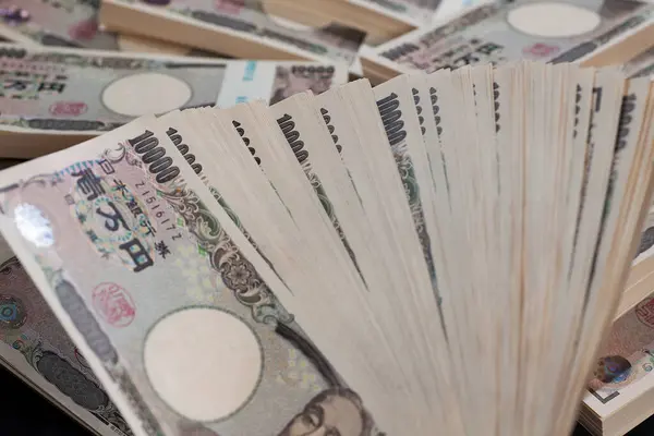 Notas Iene Japonesas Fundo Close — Fotografia de Stock