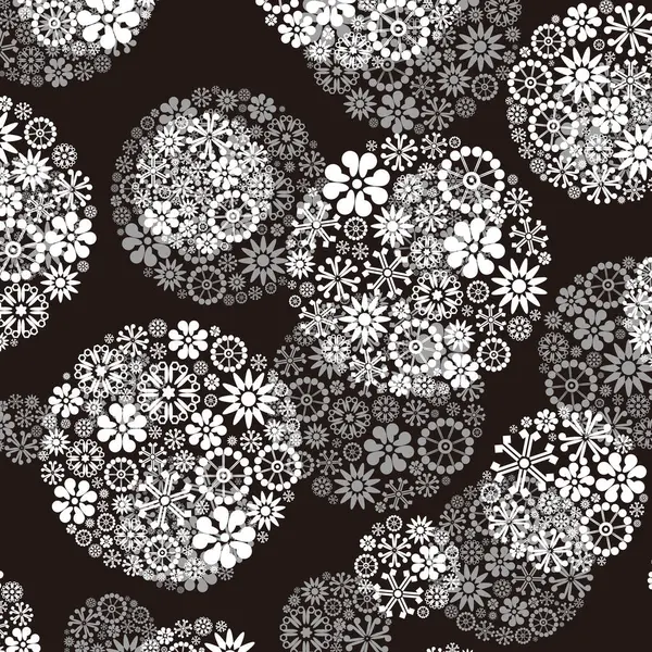 Zwart Wit Abstracte Achtergrond Met Decoratieve Bloemenelementen — Stockfoto