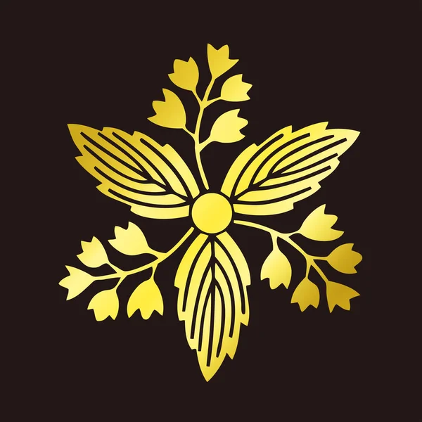 Logotipo Tradicional Crista Família Japonesa Ilustração Cor Dourada Elementos Florais — Fotografia de Stock