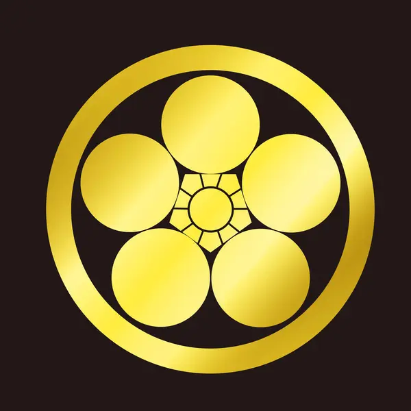 Traditional Japanese Family Crest Logo Illustration Golden Color Floral Elements — Stock Photo, Image