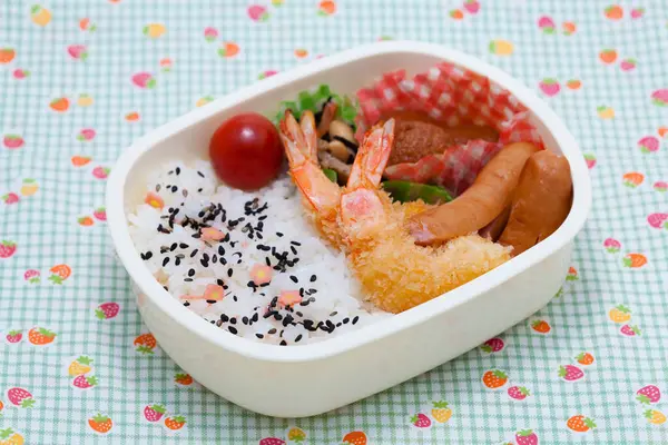 Fried Shrimps Rice Vegetables — Fotografia de Stock
