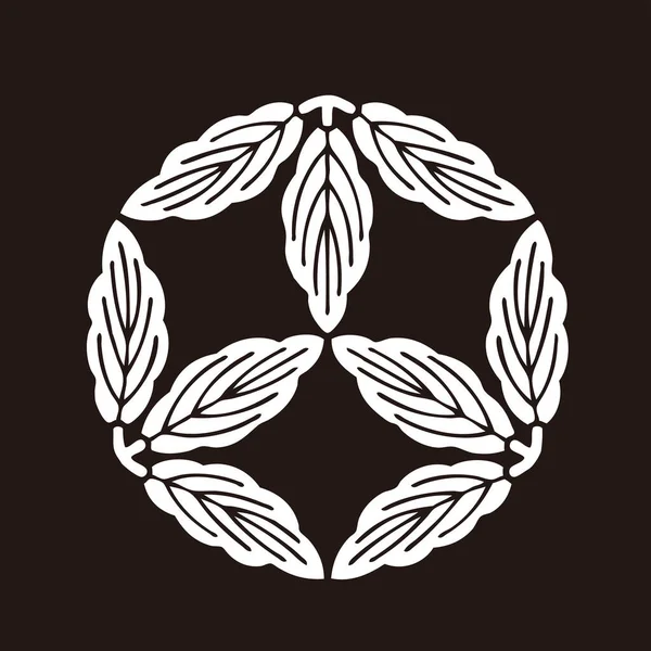 traditional Japanese family crest logo illustration, floral elements