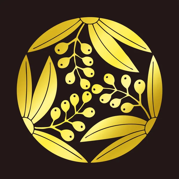 Traditionele Japanse Familiewapen Logo Illustratie Van Gouden Kleur Bloemen Elementen — Stockfoto