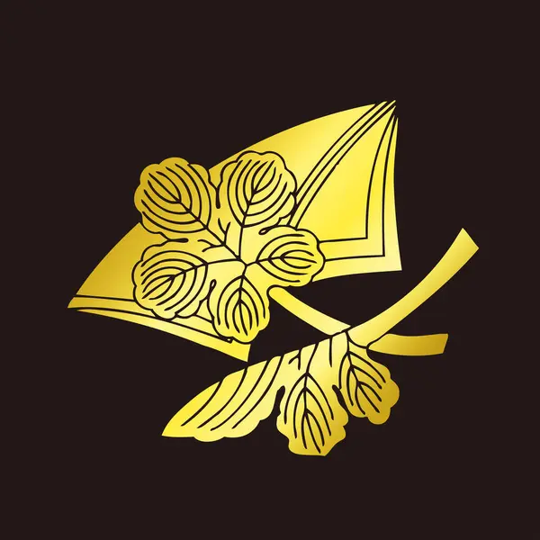 Traditional Japanese Family Crest Logo Illustration Golden Color Floral Elements — Stock Photo, Image