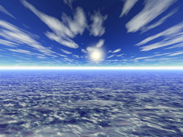 Planeta Tierra Horizonte Con Sol Nubes — Foto de Stock