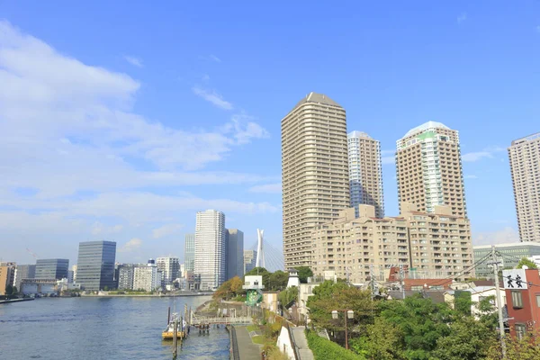 Rio Sumida Horizonte Cidade Tóquio Japão — Fotografia de Stock