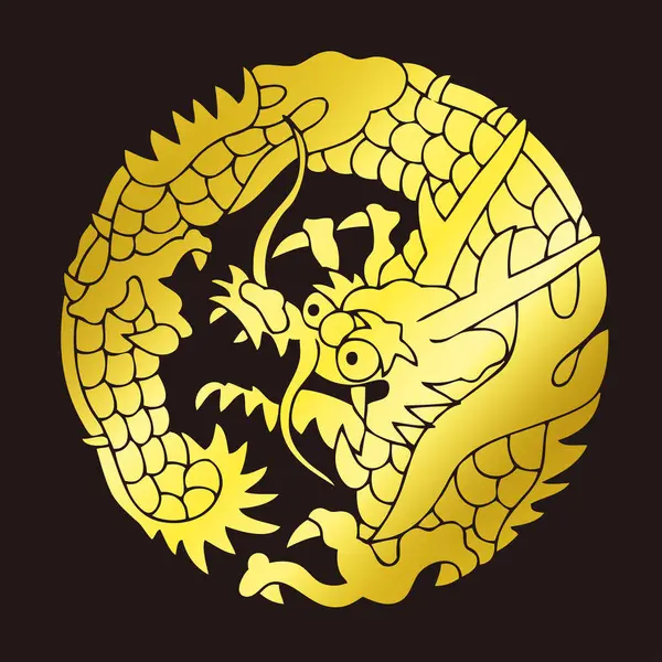 Traditionell Japansk Familj Krön Logotyp Illustration Gyllene Färg — Stockfoto