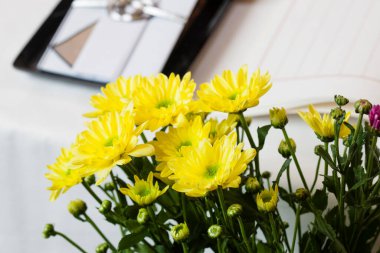 güzel sarı çiçekler vazoda