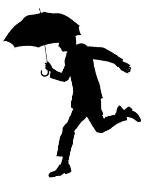bir adam bir şemsiye ile silüeti.