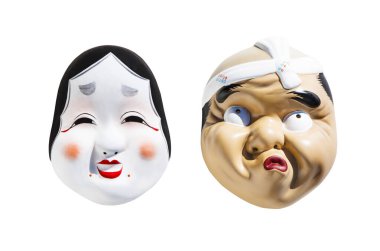 Beyaz arka plan üzerinde izole iki karnaval maskesi