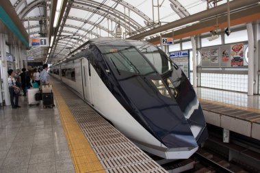Tokyo istasyonundaki Japon treni.
