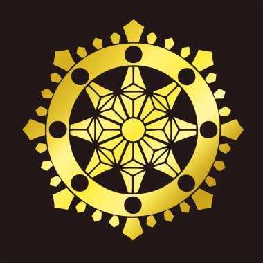 Geleneksel Japon aile arması logosu altın rengi gösteriyor