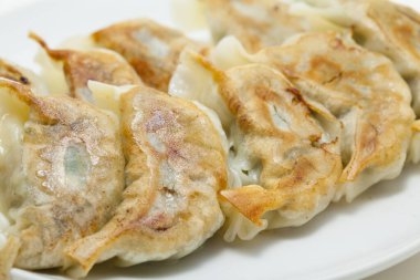 Lezzetli Japon gyoza 'sı ya da arkaplanda börek
