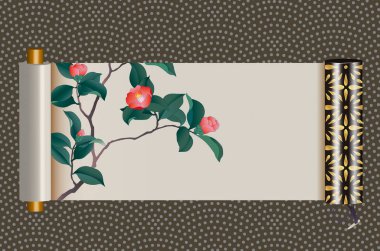 Güzel çiçekli Japon kağıt çizimleri