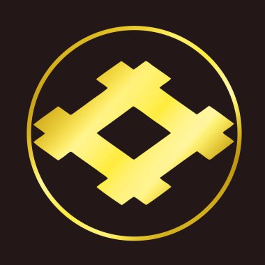 Geleneksel Japon aile arması logosu altın rengi gösteriyor