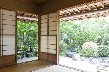 Geleneksel Japon evi iç mimarisi.