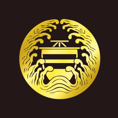 Geleneksel Japon aile arması logosu altın rengi gösteriyor