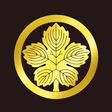 Geleneksel Japon aile arması logosu altın rengi gösteriyor