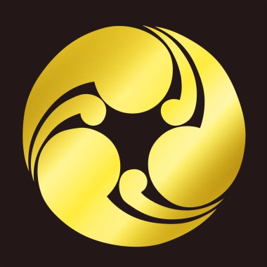Geleneksel Japon aile arması logosu altın rengi gösteriyor