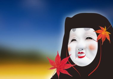 Kadın tiyatrosunun geleneksel Japon kültür maskesi. Tamam.