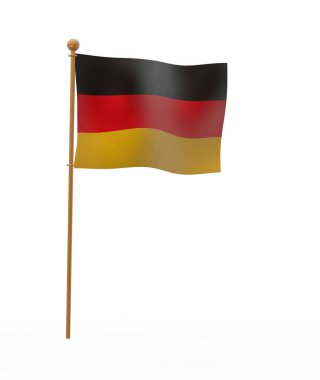 Alman bayrağının 3D çizimi beyaz arkaplanda izole edildi