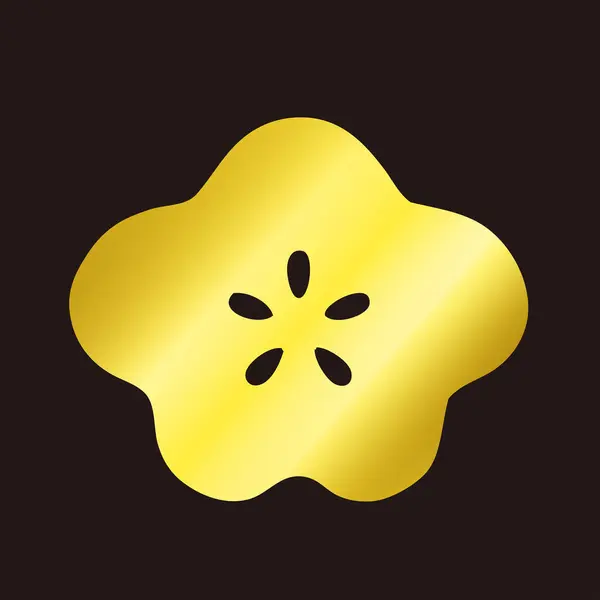 traditional Japanese family crest logo illustration of golden color, floral elements