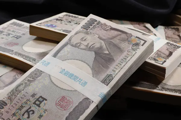 Банкноты Японской Иены Заднем Плане Закрыть — стоковое фото