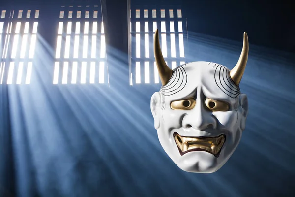 Image Numérique Collage Avec Masque Traditionnel Japonais Théâtre Démons — Photo