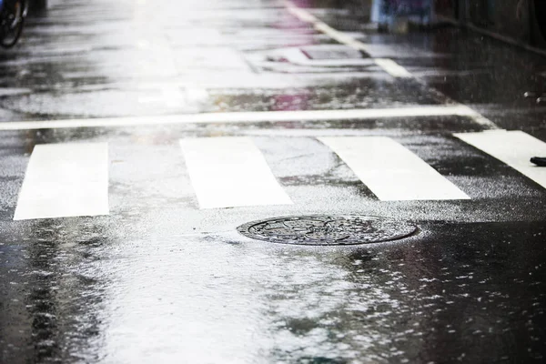 Regn Droppar Gatan Bakgrunden — Stockfoto