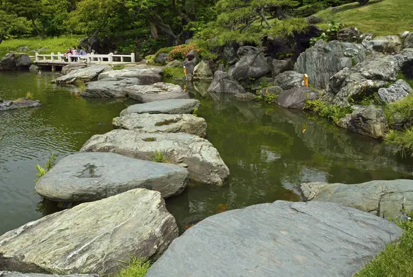 Kiyosumi Garden Jardim Tradicional Japonês Tóquio Japão — Fotografia de Stock