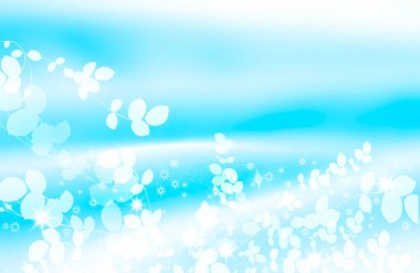 Yapraklı soyut mavi ve beyaz arkaplan 