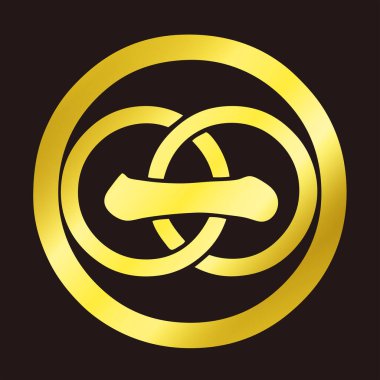 Geleneksel Japon aile arması logosu altın rengi gösteriyor