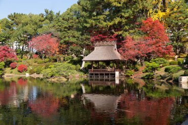 Eski bir Japon türbesinin güzel manzara fotoğrafı.