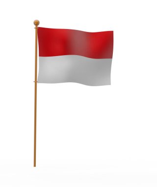 Monako bayrağının 3D görüntülenmesi beyaza izole edildi 