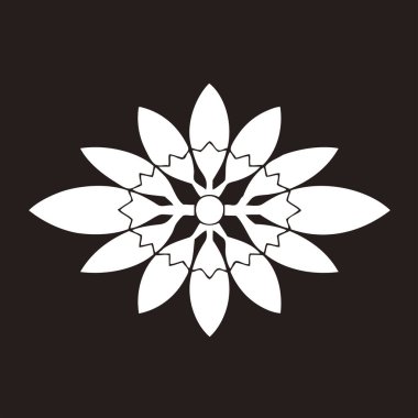 Geleneksel Japon aile arması logosu çizimi, çiçek elementleri
