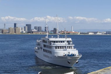 Denizde bir yolcu gemisi. seyahat kavramı